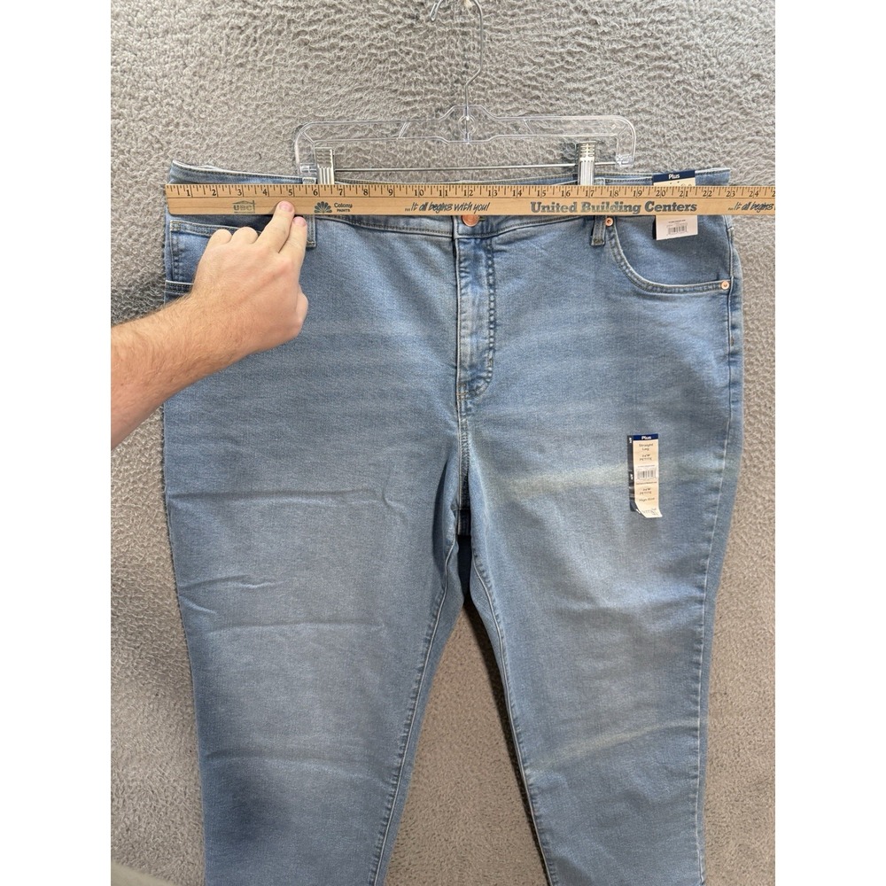 Terra & Sky Jeans Womens 24W Petite Blue Core Straight Stretch Distressed Preppy - Picture 3 of 9